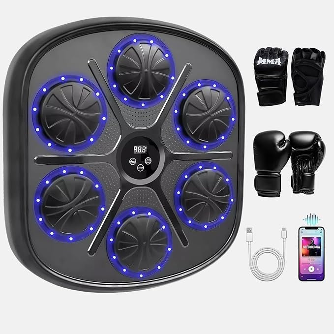 Smart Music Boxing Machine Bluetooth LED Wall Punch Trainer 9 Modes
