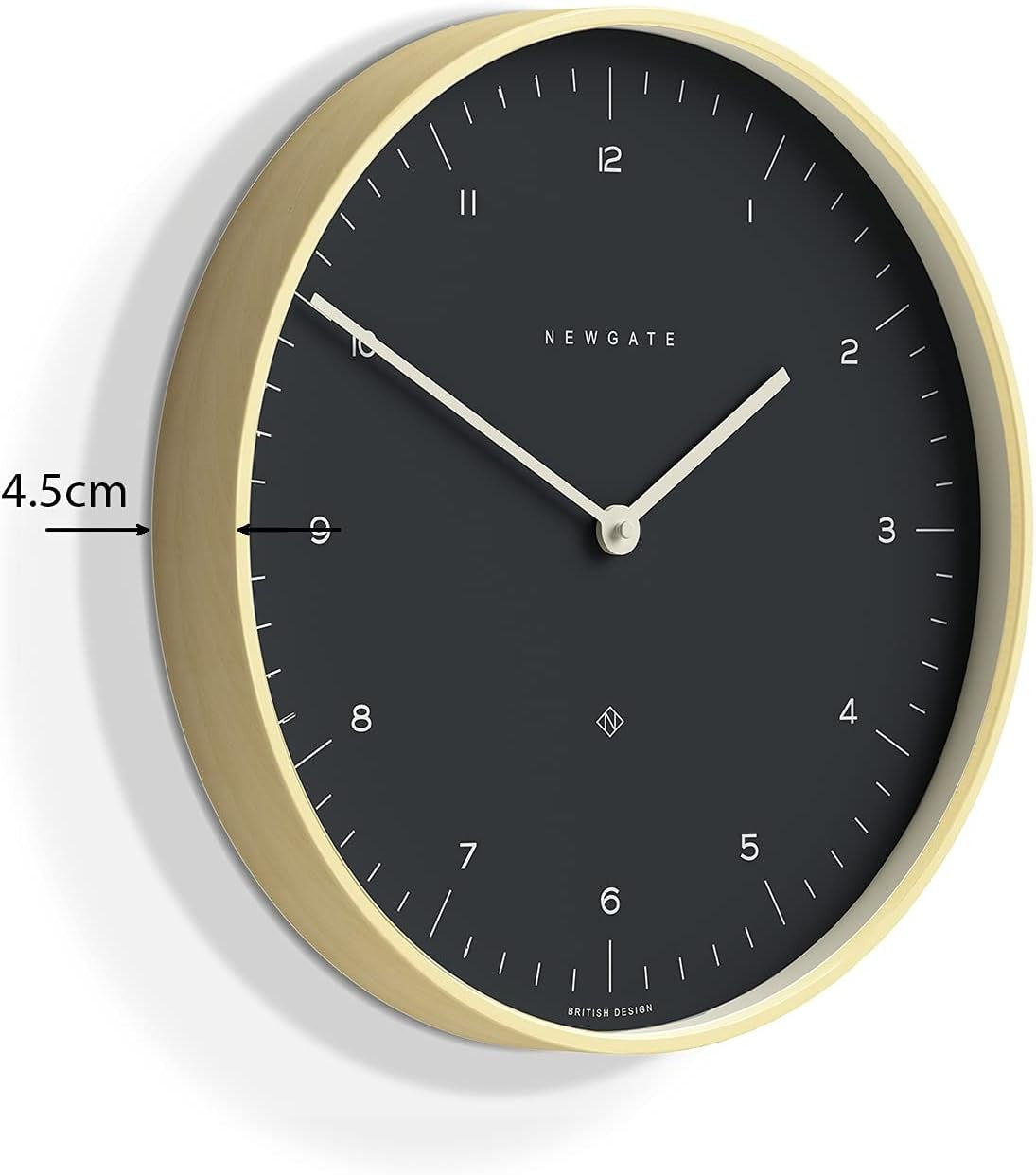 40cm Silent Wall Clock Modern Grey Dial Pale Wood Minimalist Design