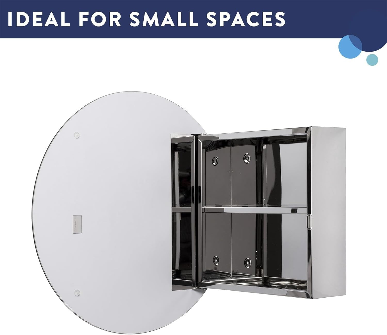 Wall-Mounted Round Bathroom Mirror Cabinet 50cm Stainless Steel Storage
