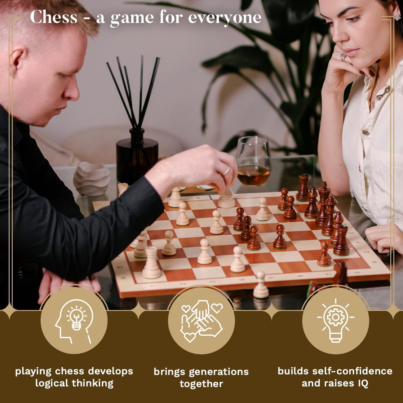 Staunton No.5 Weighted Wooden Chess Pieces Set with Natural Wood Storage Box