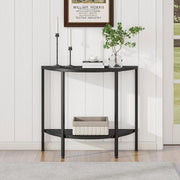 Narrow 2-Tier Semi-Circular Metal Console Table with Storage for Entryway