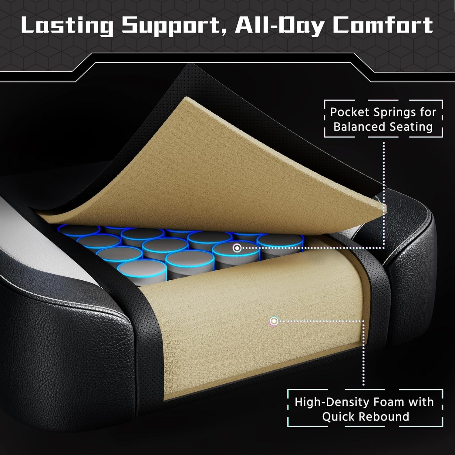 Ergonomic Gaming Chair with Footrest Massage Lumbar Support