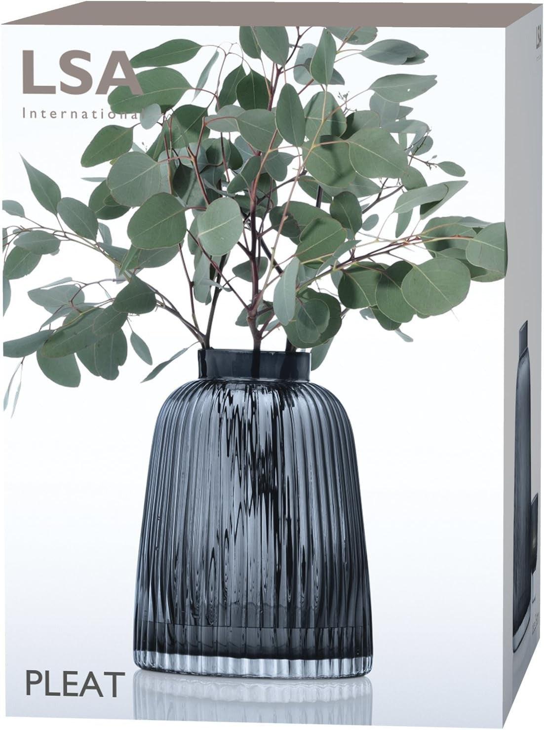 Grey Pleated Glass Vase 20cm Tall Modern Flower Vase Elegant Home Decor