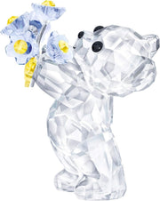Crystal Bear Figurine with Blue Forget-Me-Not Flowers – Luxury Gift Collectible