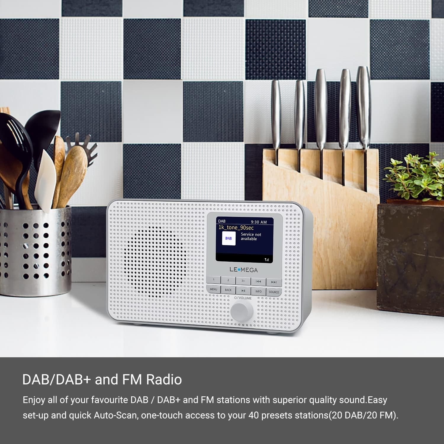 Portable DAB+ FM Radio Bluetooth TFT Colour Display Dual Alarm