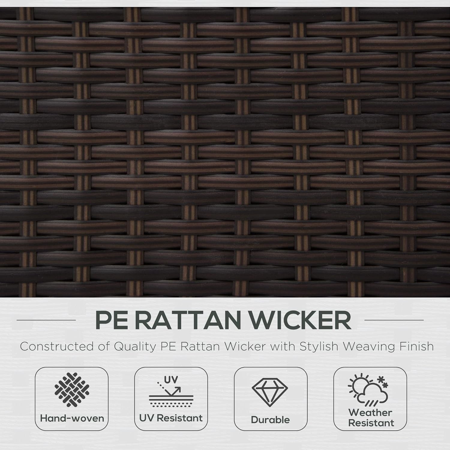 Rattan Garden Armchair with Cushion Brown Outdoor Patio Lounge Single Seater
