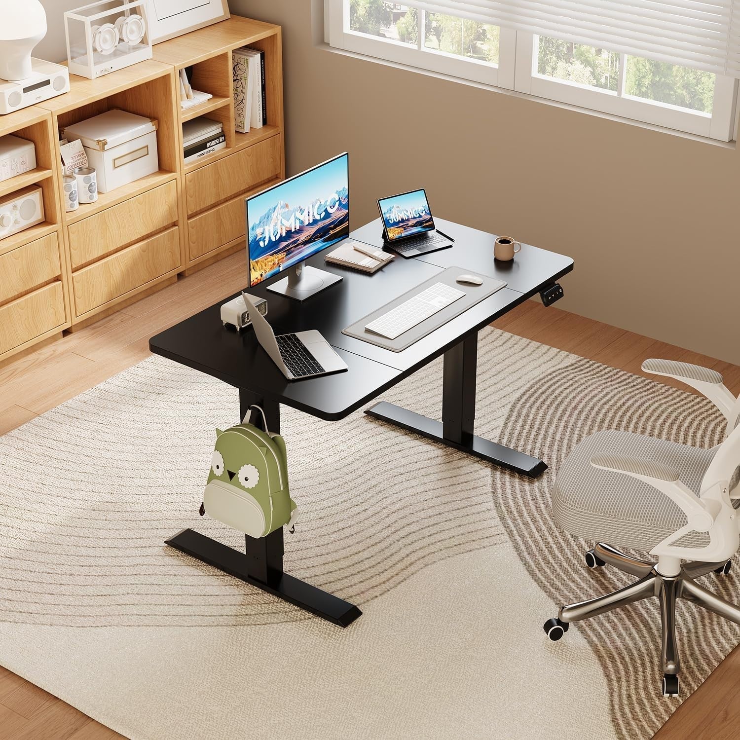 Electric Standing Desk 120x60cm Adjustable Sit Stand Table with Memory, Black