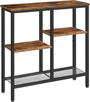 Slim Console Table with 4-Tier Storage Shelves, Industrial Style, Compact