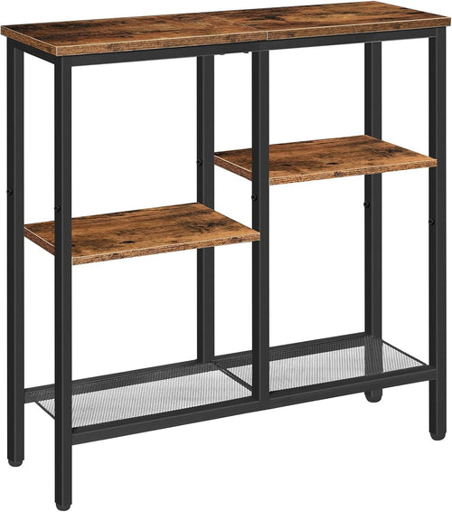 Slim Console Table with 4-Tier Storage Shelves, Industrial Style, Compact