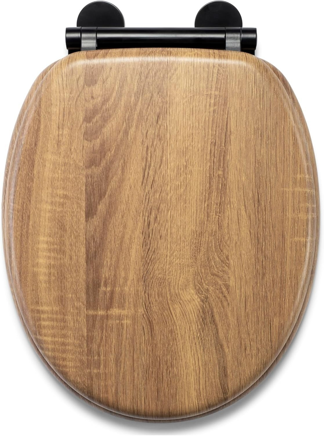 Teak Effect Wooden Toilet Seat Soft Close Quick Release Antibacterial Durable