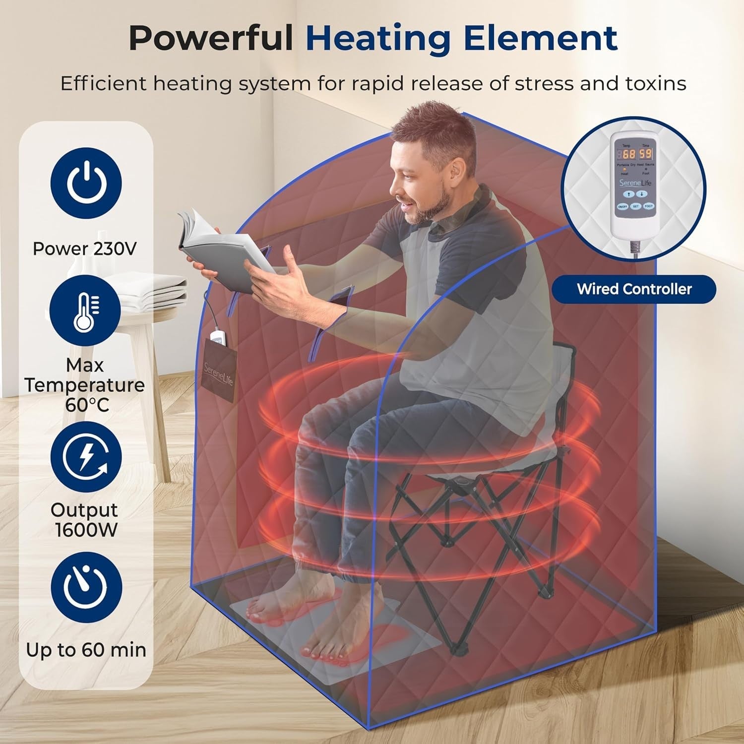 Portable 1-Person Infrared Sauna Tent – Home Steam Sauna w/ Foot Pad & Chair