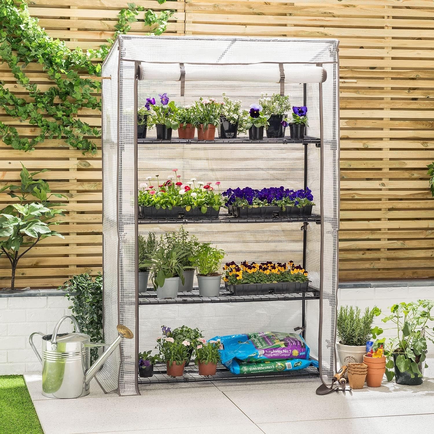 4 Tier Large Greenhouse with Reinforced PE Cover | Sturdy Steel Frame