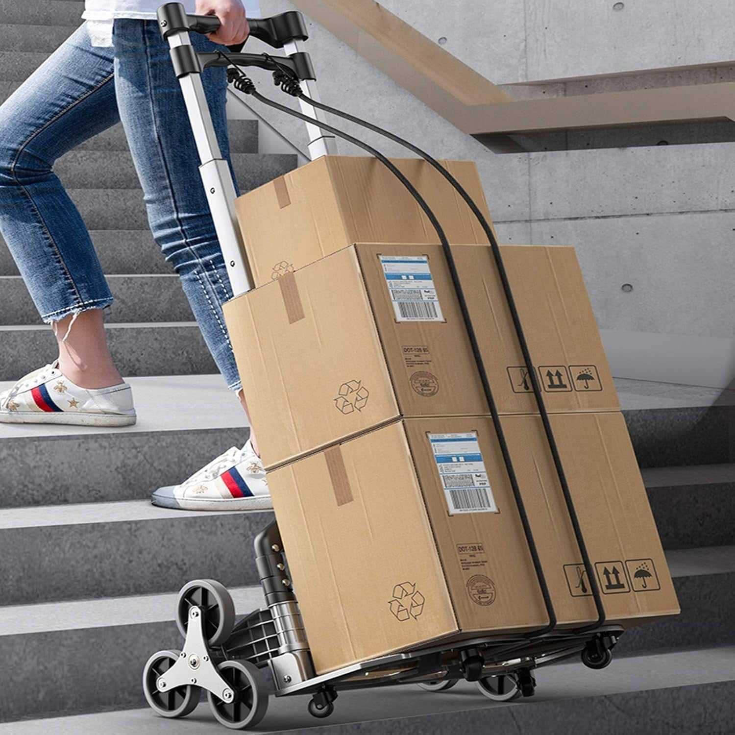 10 Wheel Folding Stair Climbing Sack Truck Aluminium 80kg Handle Cart