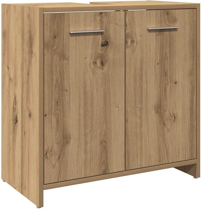 Modern Oak Bathroom Sink Cabinet 60x33x60cm – Moisture Resistant Storage Unit