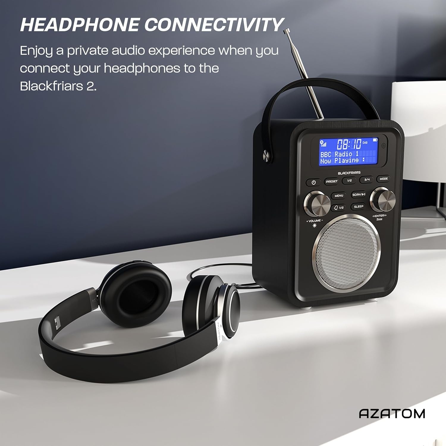 Carbon Black Portable DAB DAB+ FM Digital Radio Bluetooth Rechargeable Alarm