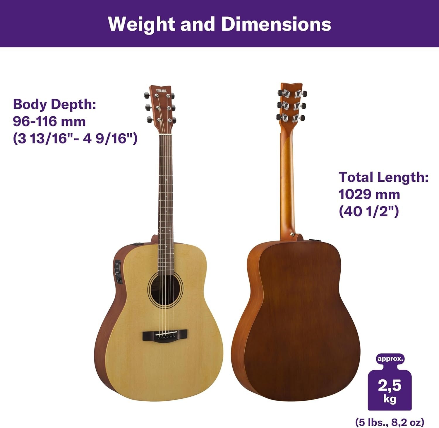 Electro Acoustic Guitar 25in Dreadnought Pickup Tuner