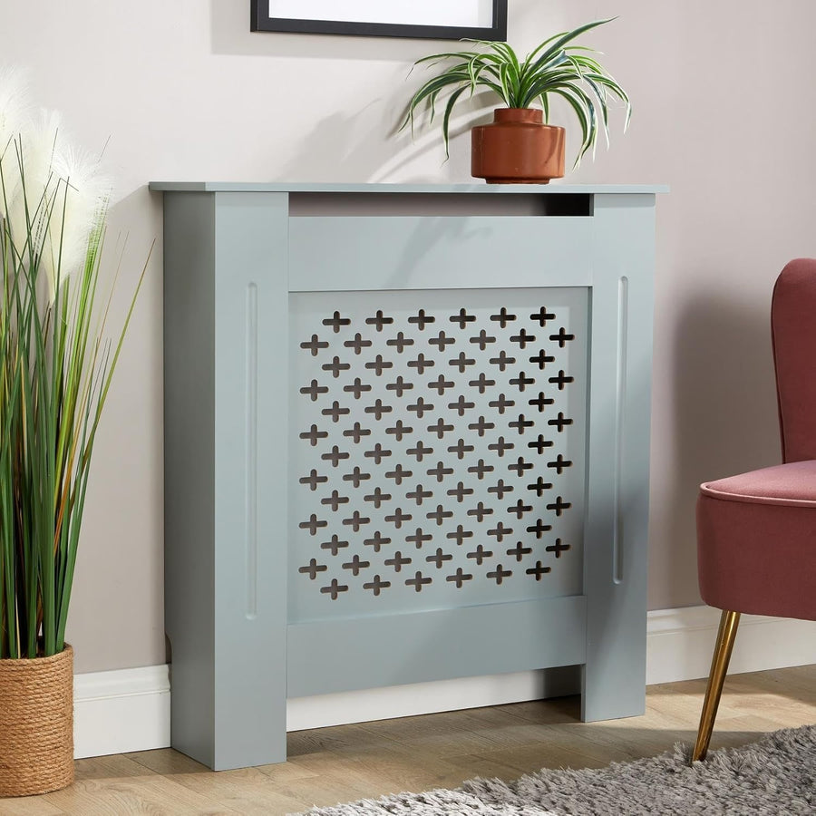 Grey Radiator Cover Small 78cm Wooden Cabinet Decorative Grill & Shelf