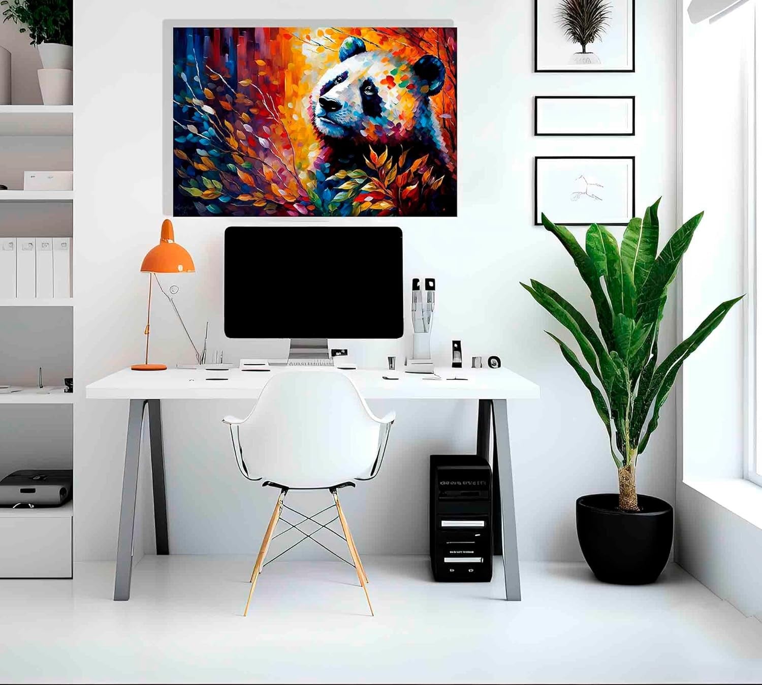 Large Panda Canvas Wall Art 76x50cm Colourful Framed Print