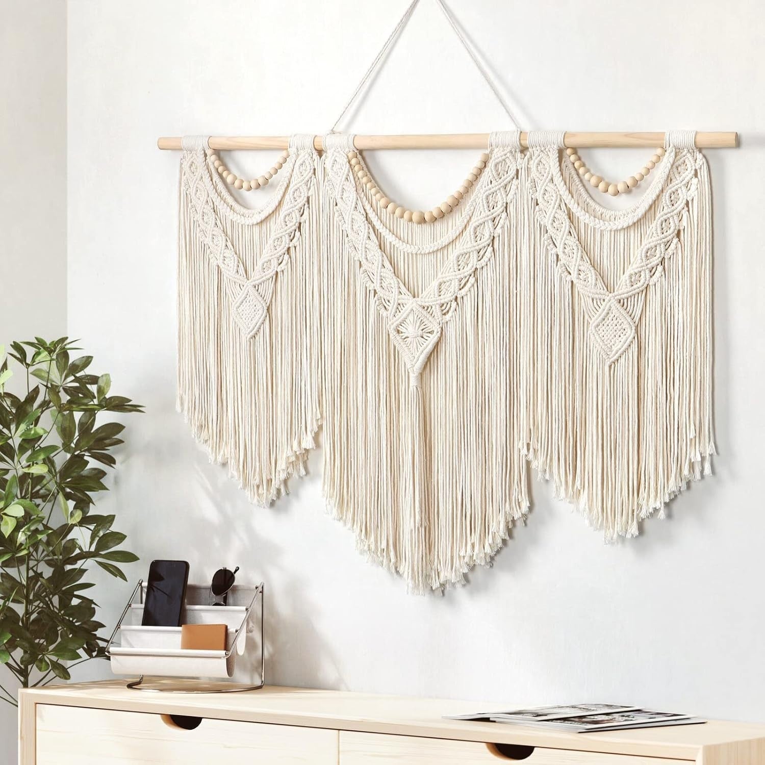 Large Boho Macrame Wall Hanging Tassel Woven Tapestry Decor