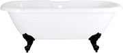 1780x825mm Freestanding Double Ended Roll Top Bath White Acrylic w/ Black Claw