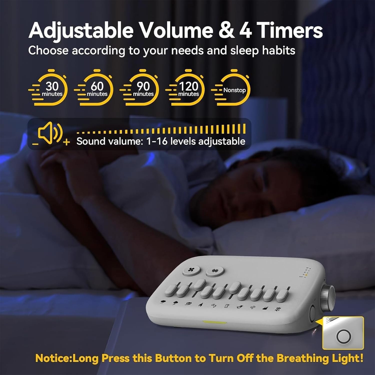 White Noise Machine 10 Nature Sounds 288 Mix Timer Portable Sleep Aid