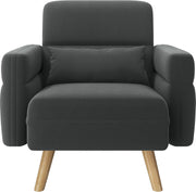Modern Fabric Tub Armchair with Lumbar Pillow Side Pockets Grey