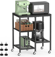 4 Tier Kitchen Storage Rack on Wheels Coffee Bar Baker’s Trolley Black