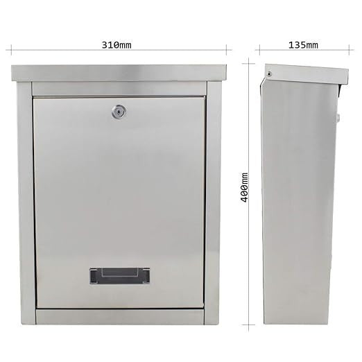 Wall Mounted Stainless Steel Lockable Mailbox Modern Post Box A4 Slot Secure