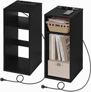 Set of 2 Smart Bedside Tables with USB Ports & Power Sockets – Black