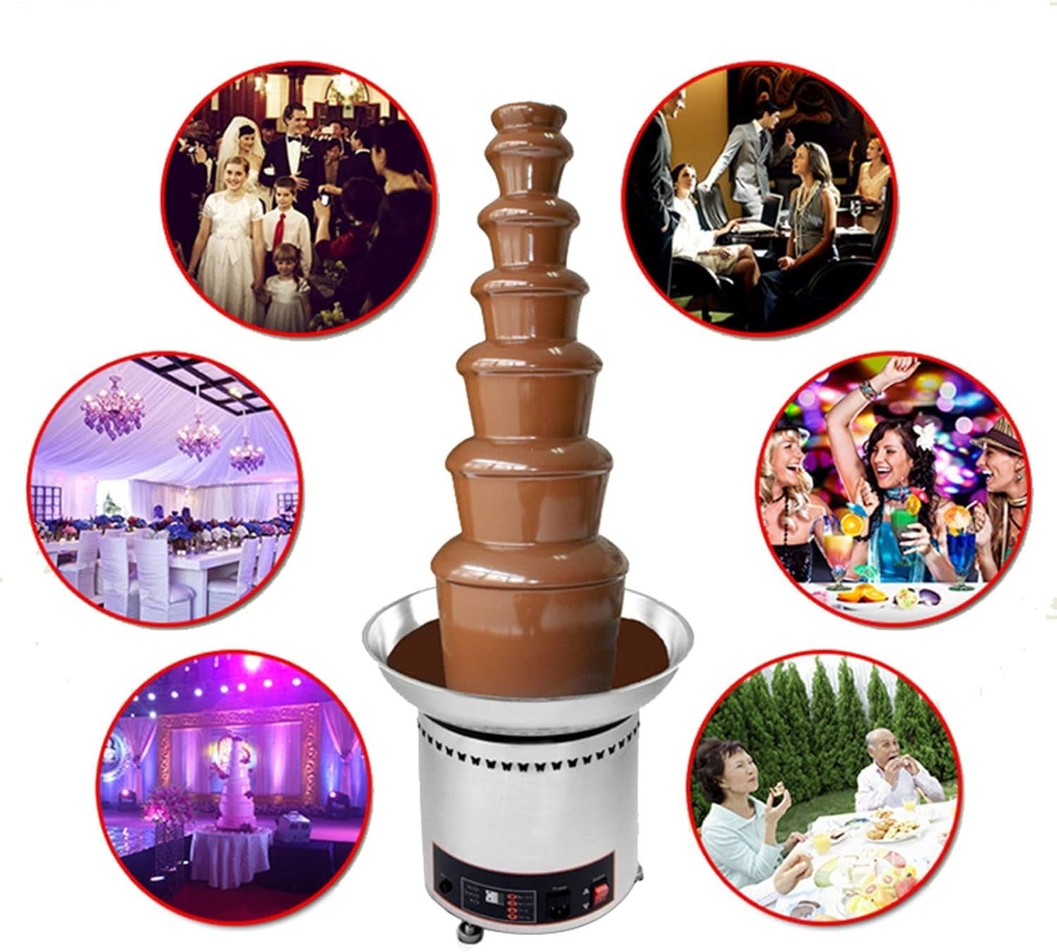 6 Tier Commercial Chocolate Fountain Machine Fondue Waterfall Steel