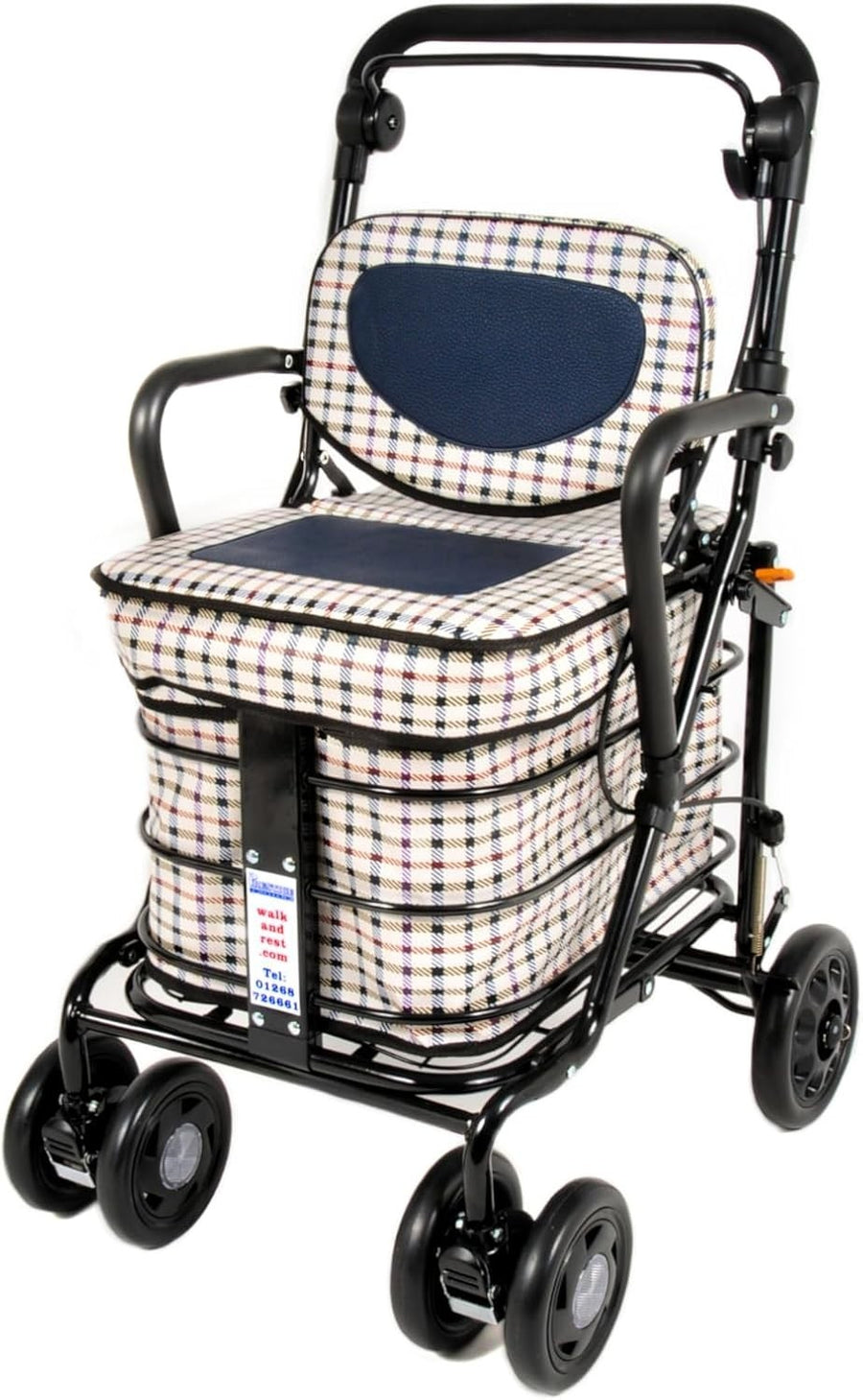 Foldable Mobility Trolley with Seat & Handbrake – UK Fully Assembled