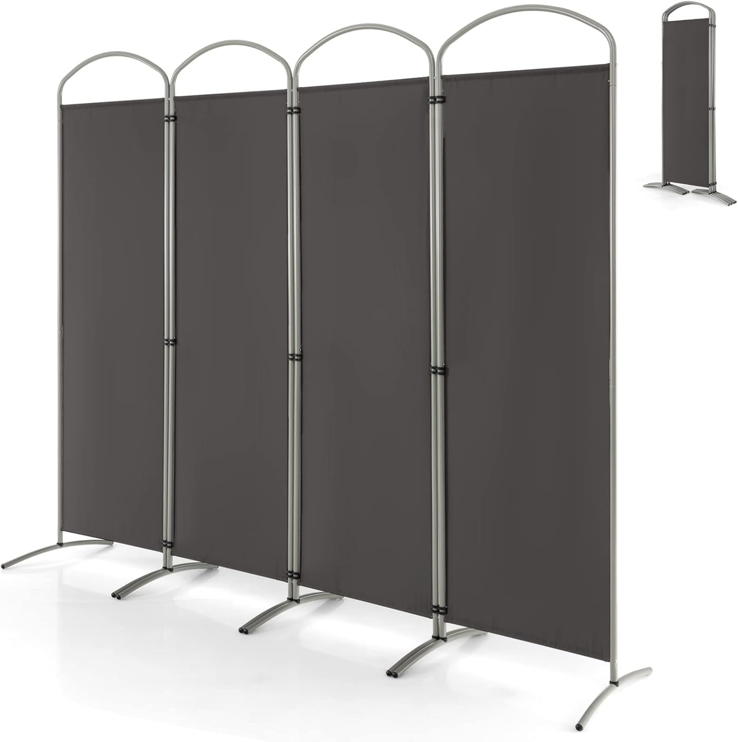4 Panel Grey Folding Room Divider Privacy Screen Freestanding Partition 221x188c