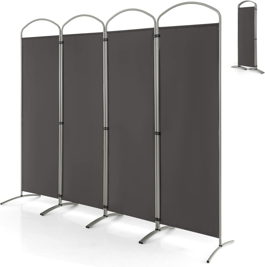 4 Panel Grey Folding Room Divider Privacy Screen Freestanding Partition 221x188c