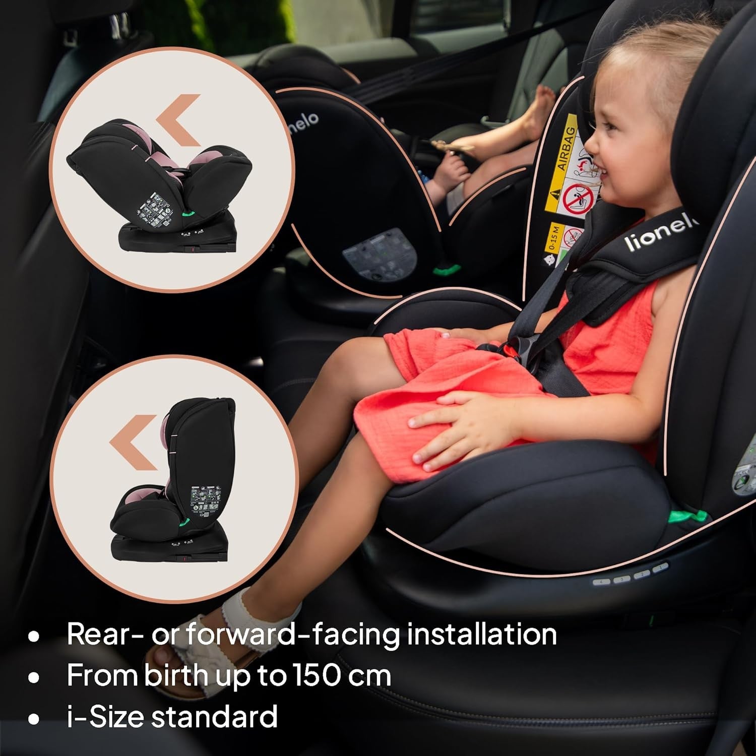 360° Swivel ISOFIX i-Size Car Seat 0–12 Years Rear & Forward Facing