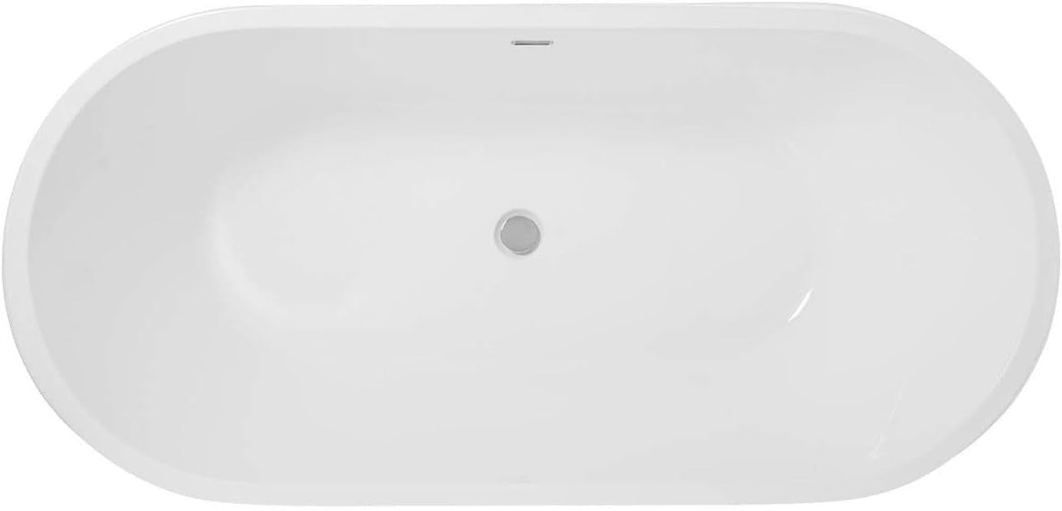 1675x780mm Freestanding Bath White Acrylic Modern Oval Luxury Bathtub