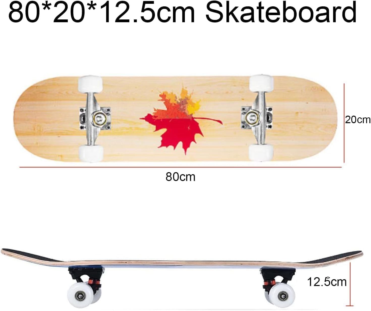 31in Beginner Skateboard Double Kick Maple Deck Kids Adults + Tool