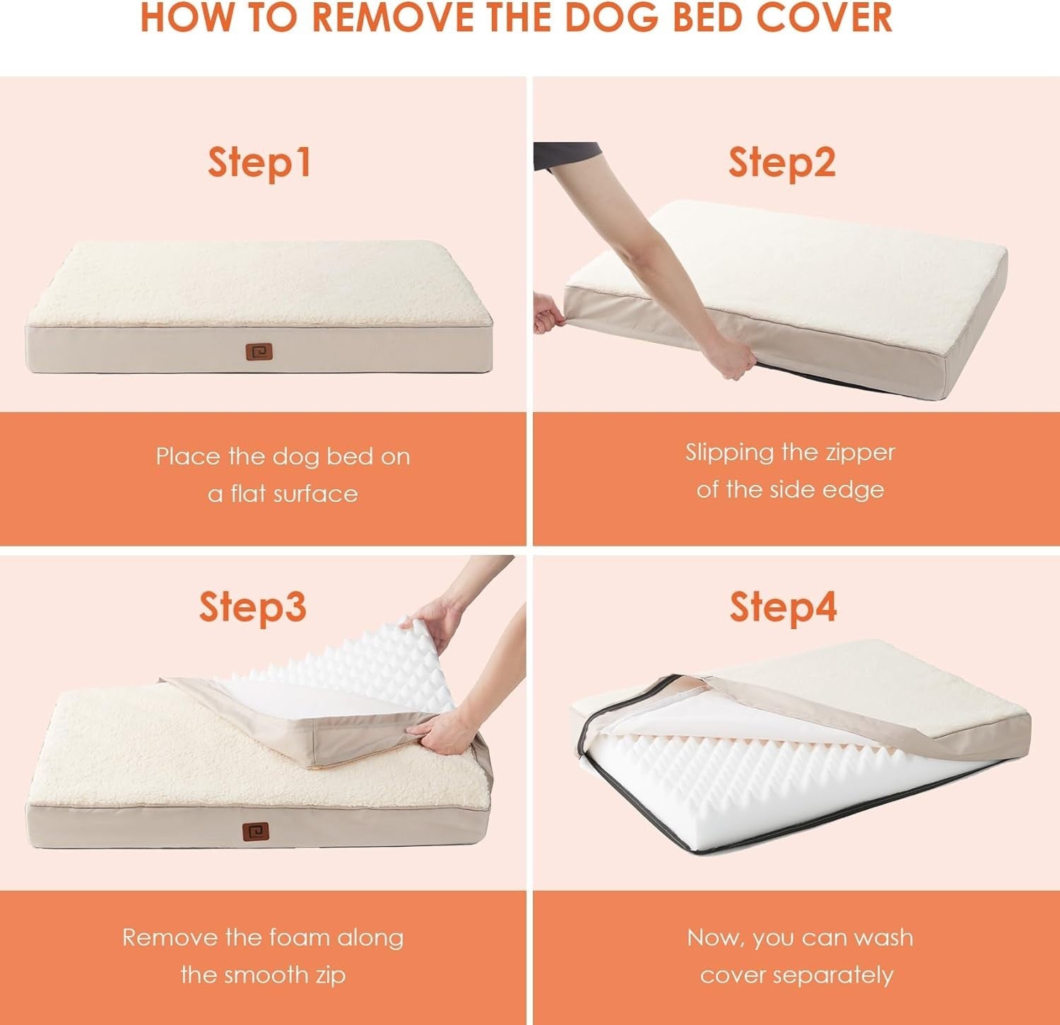 Orthopedic XXL Dog Bed 127x91x10cm Washable Cover Non Slip Camel