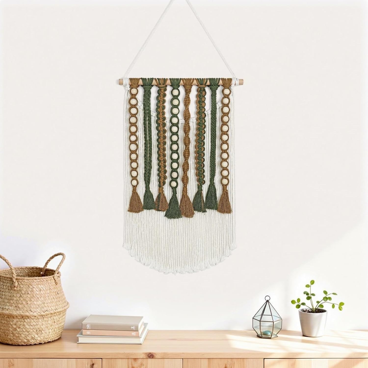Small Boho Macrame Wall Hanging 12"x20" Tassel Tapestry Decor