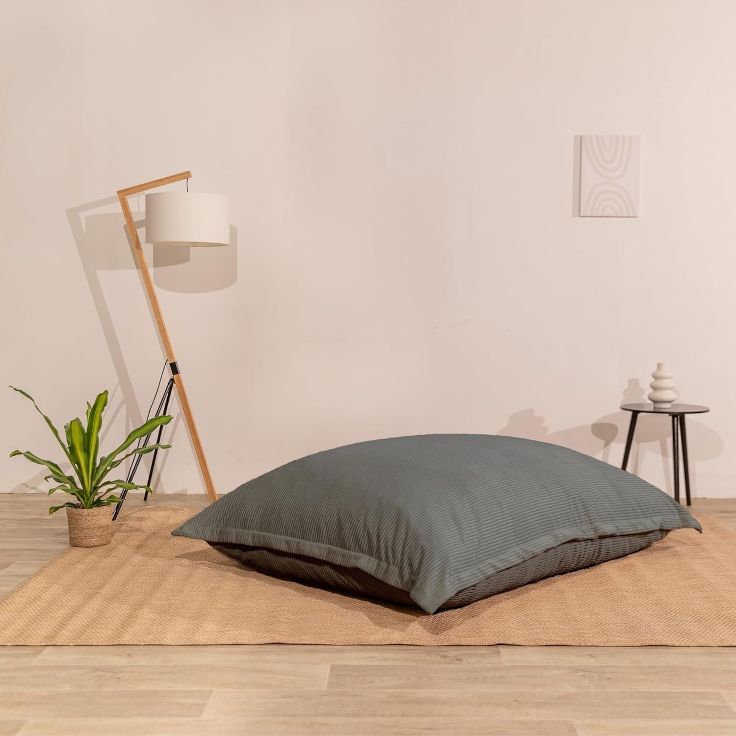 XXL Foam Bean Bag Dark Grey Sofa for Adults-Kids Corduroy Floor Seat 180x140cm