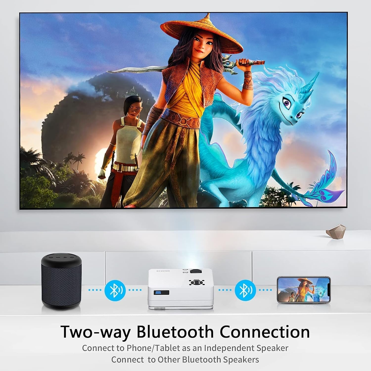 1080P WiFi Bluetooth Projector 300" Home Theater 4K Support Full HD