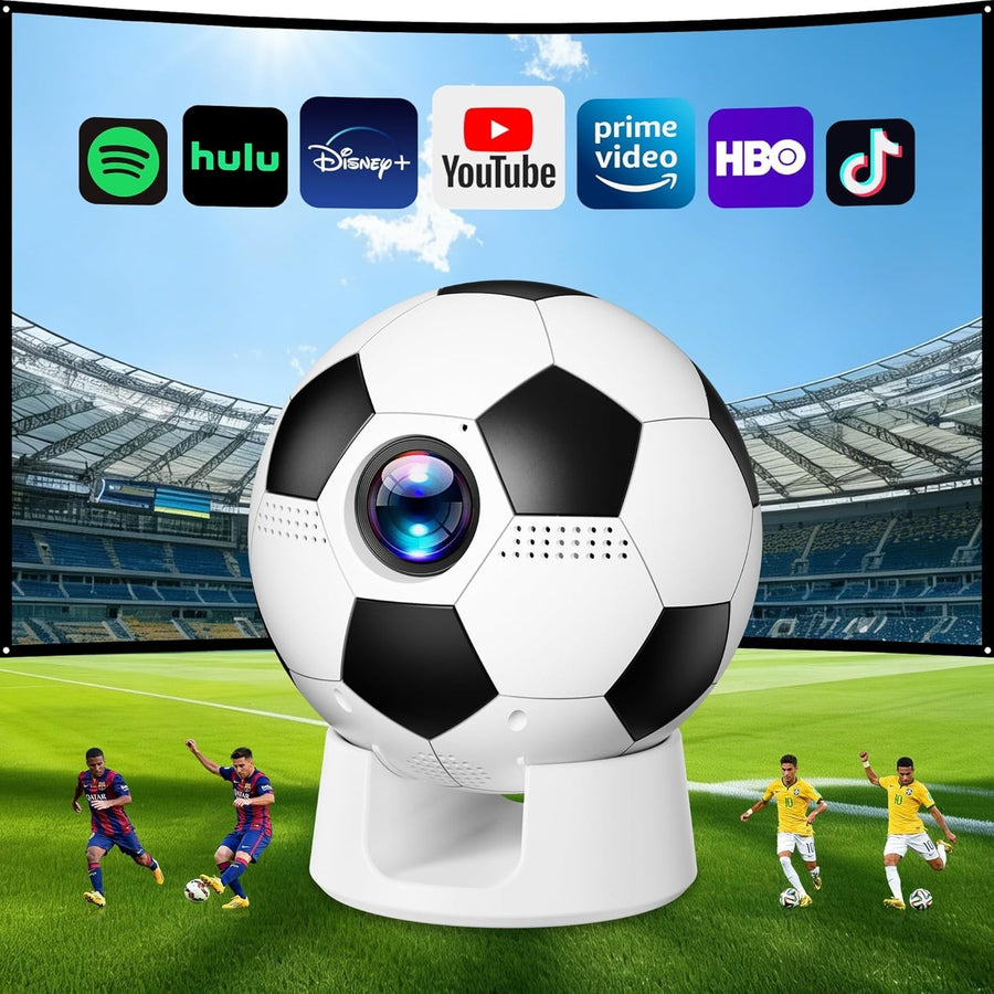 1080P Smart Projector WiFi 6 Bluetooth Rotatable Stand Soccer
