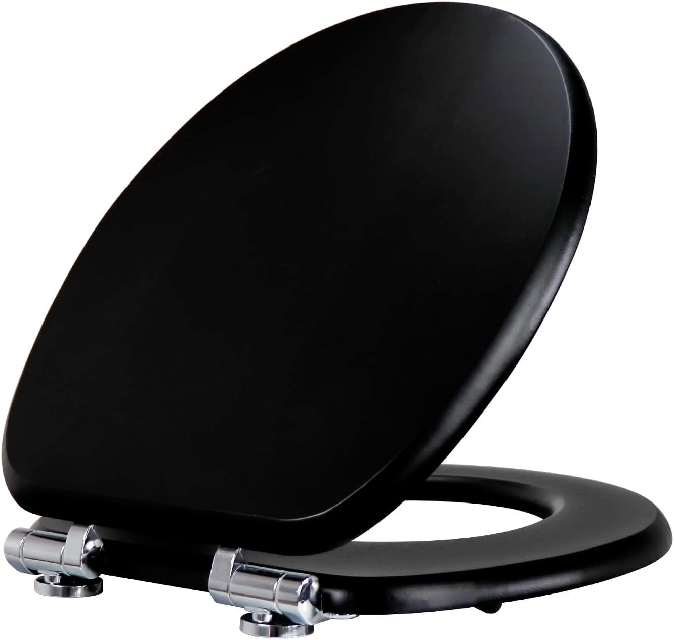 Bamboo Toilet Seat Soft Close Solid Wood Oval Easy Clean Metal Hinges 45x37cm