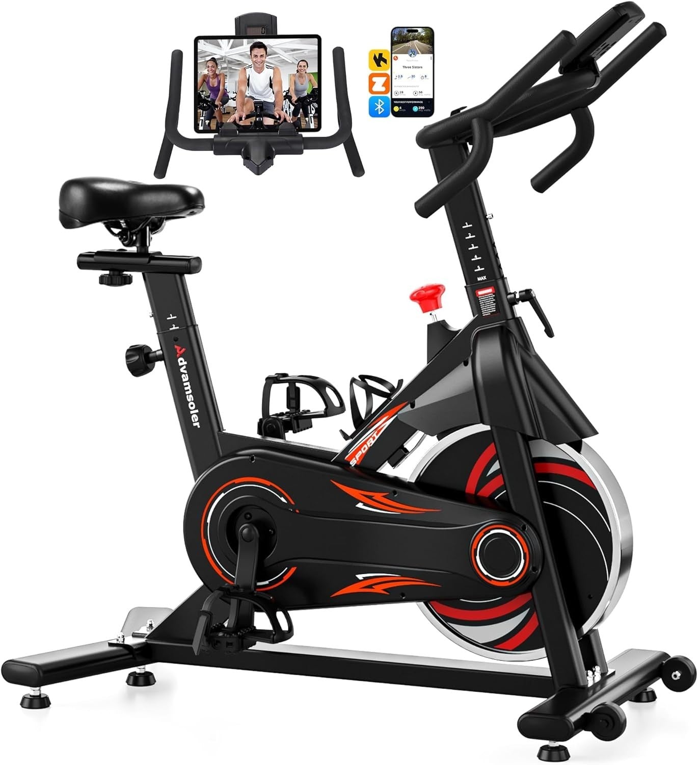 Magnetic Bluetooth Spin Bike w/ LCD Monitor, Curved Handlebar & 350lb Capacity