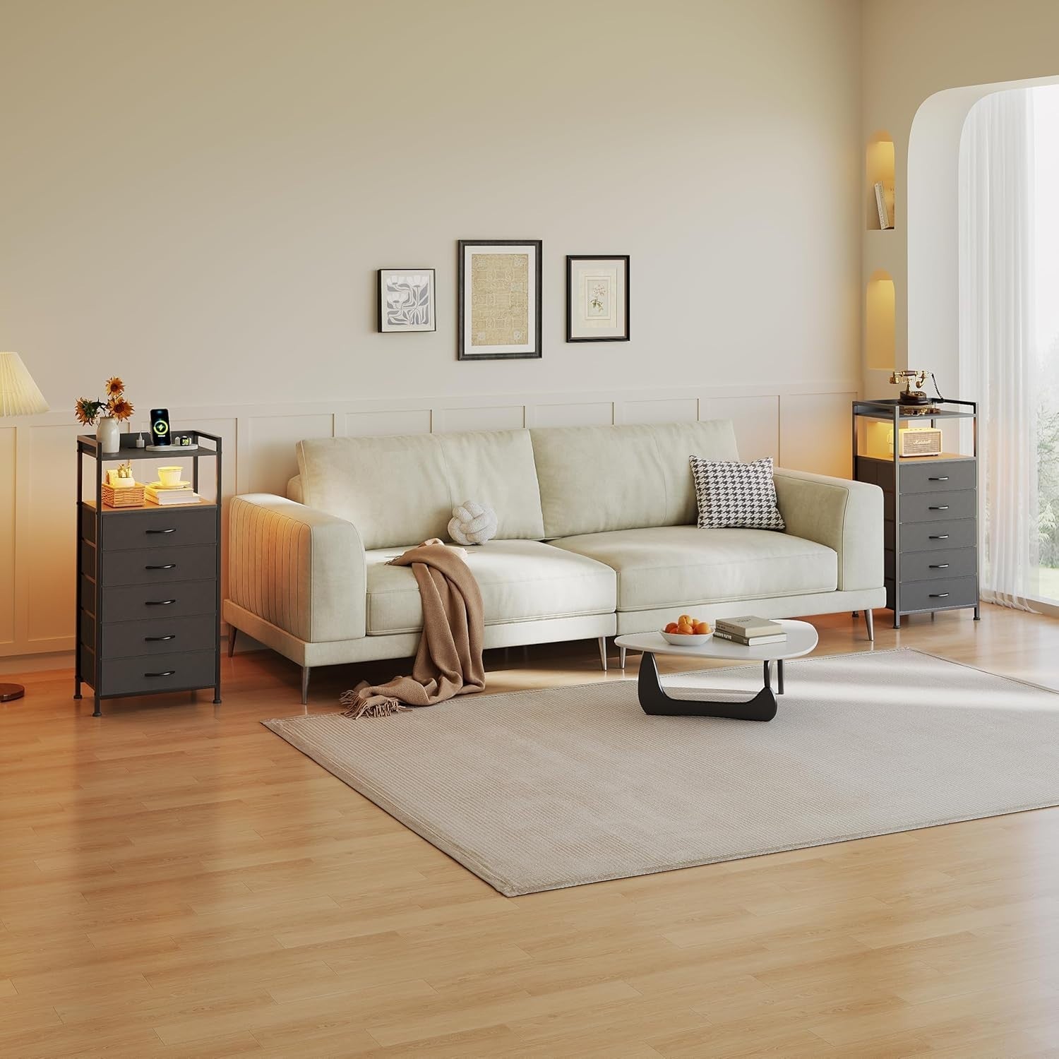 5 Drawer Dresser with LED Lights & Charging Station – Compact Storage Unit
