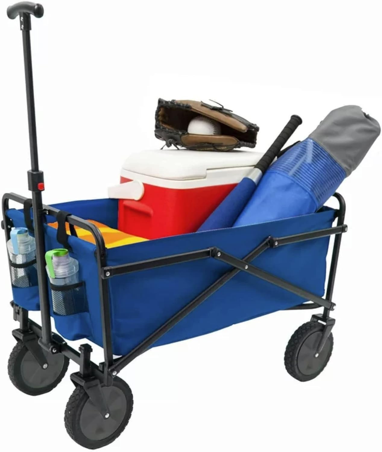 Folding Heavy Duty Utility Wagon Cart Collapsible Trolley with 70kg Capacity