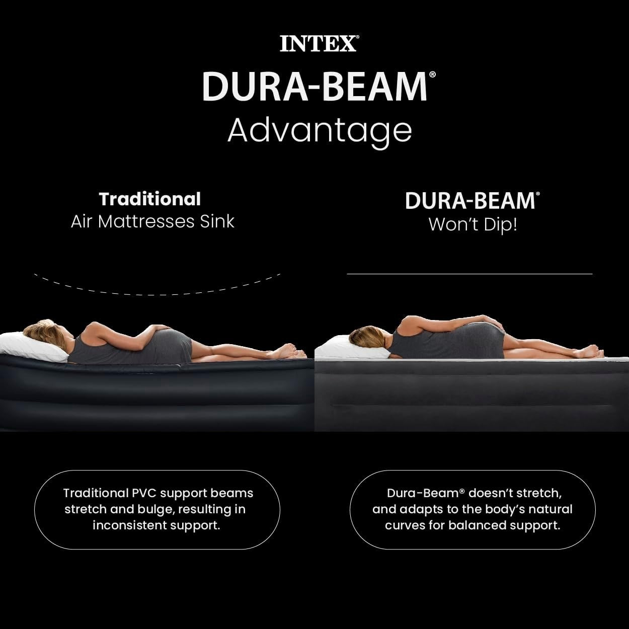 Queen Air Mattress 18" Plush with Headboard Built-In Pump 600lb