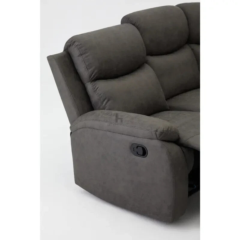5 Seater Corner Recliner Sofa L-Shaped Grey Faux Leather Lounge Suite