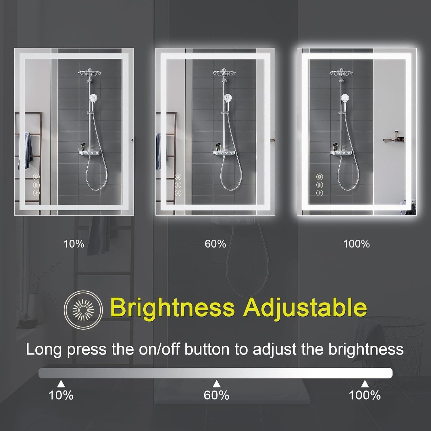 LED Bathroom Mirror 50x70cm Wall Mount Dimmable Light Demister IP44
