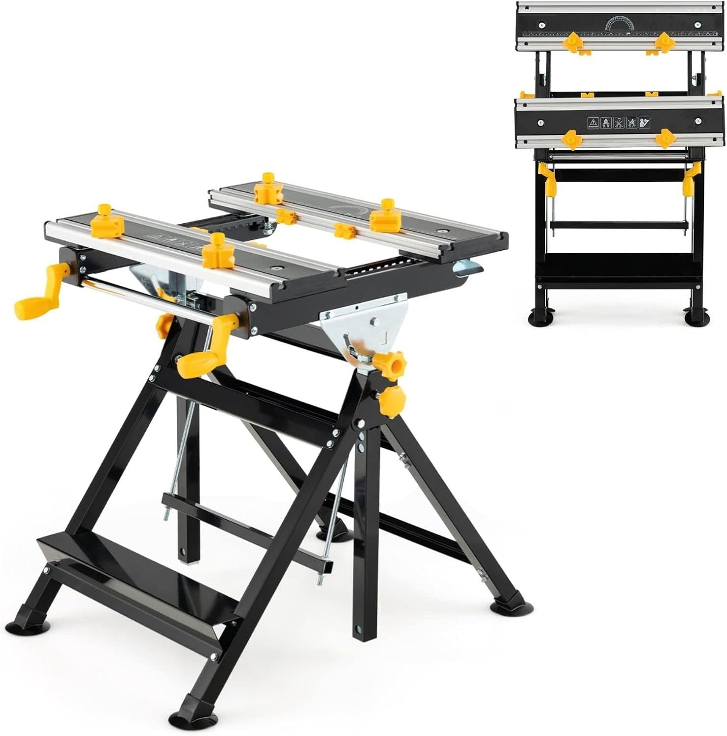 Folding Adjustable Workbench Tiltable Table 7-Height Portable Stand 75x60