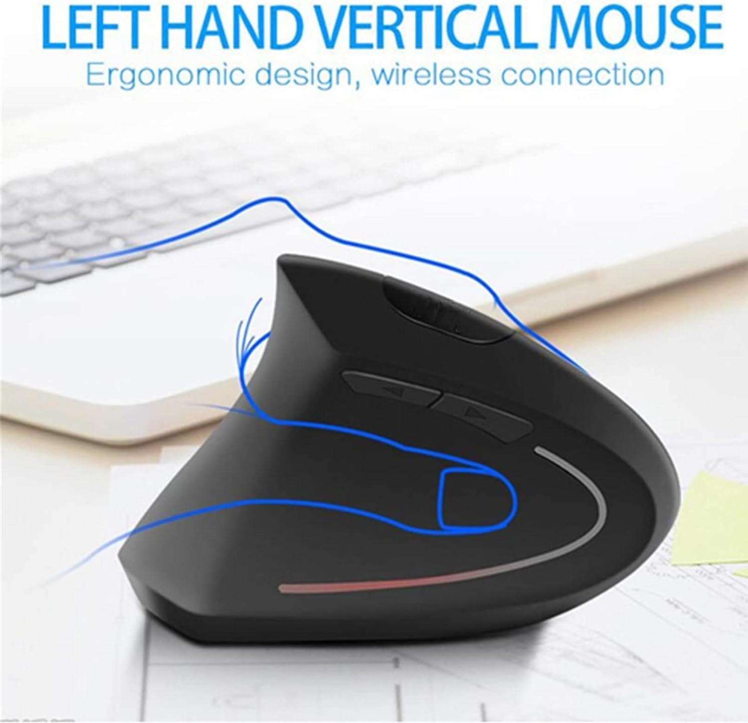 Left Handed Ergonomic Vertical Mouse Rechargeable 2.4G 6 Button